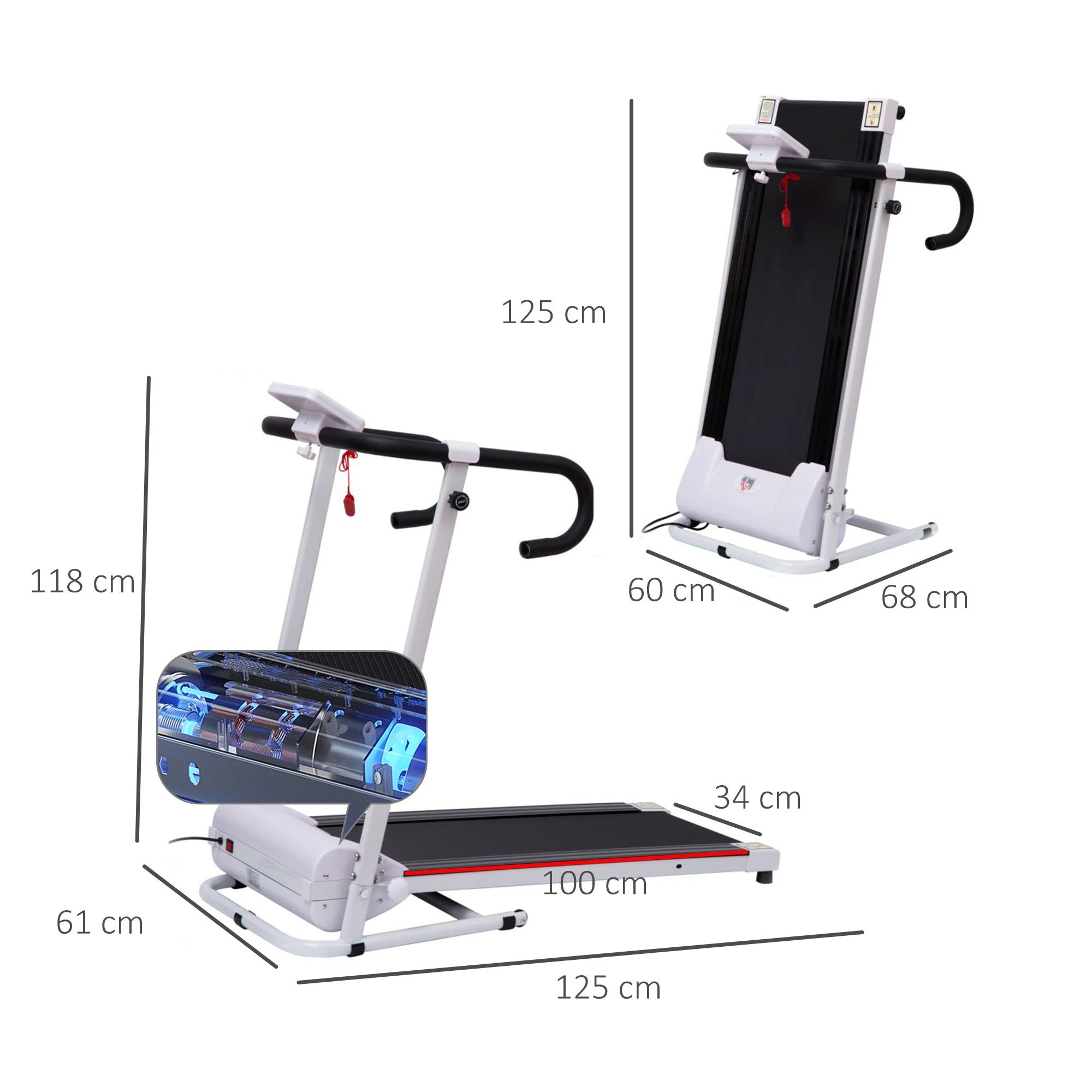 Passadeira Elétrica com Velocidade 1-10km/h com Ecrã LCD