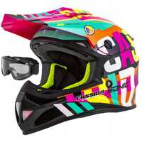 Kask Motocyklowy Cross SONIC Filtr weglowy + GOGLE