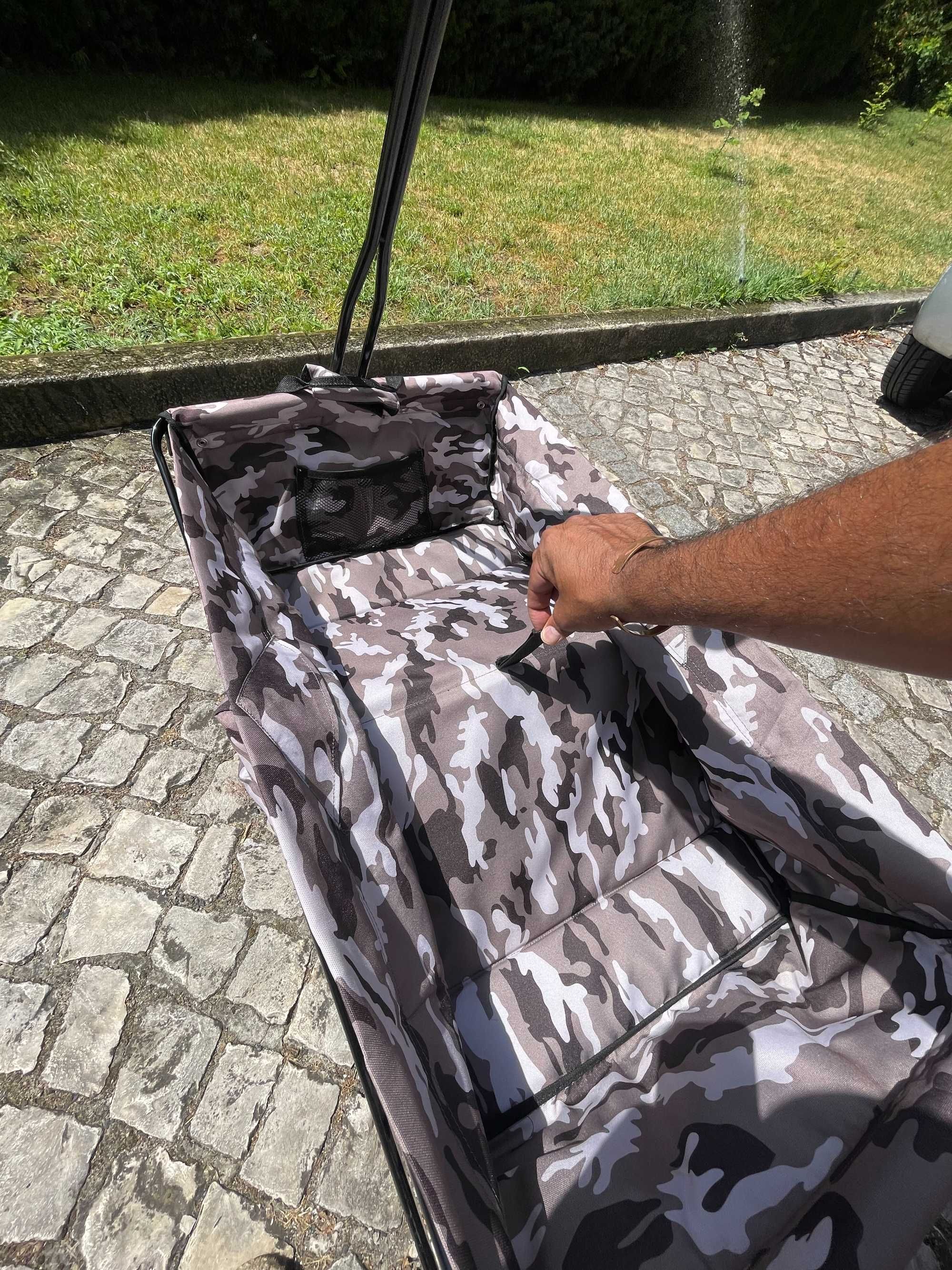 Carrinho/Trolley/Buggy de puxar - rodas grandes, dobrável, camuflado.