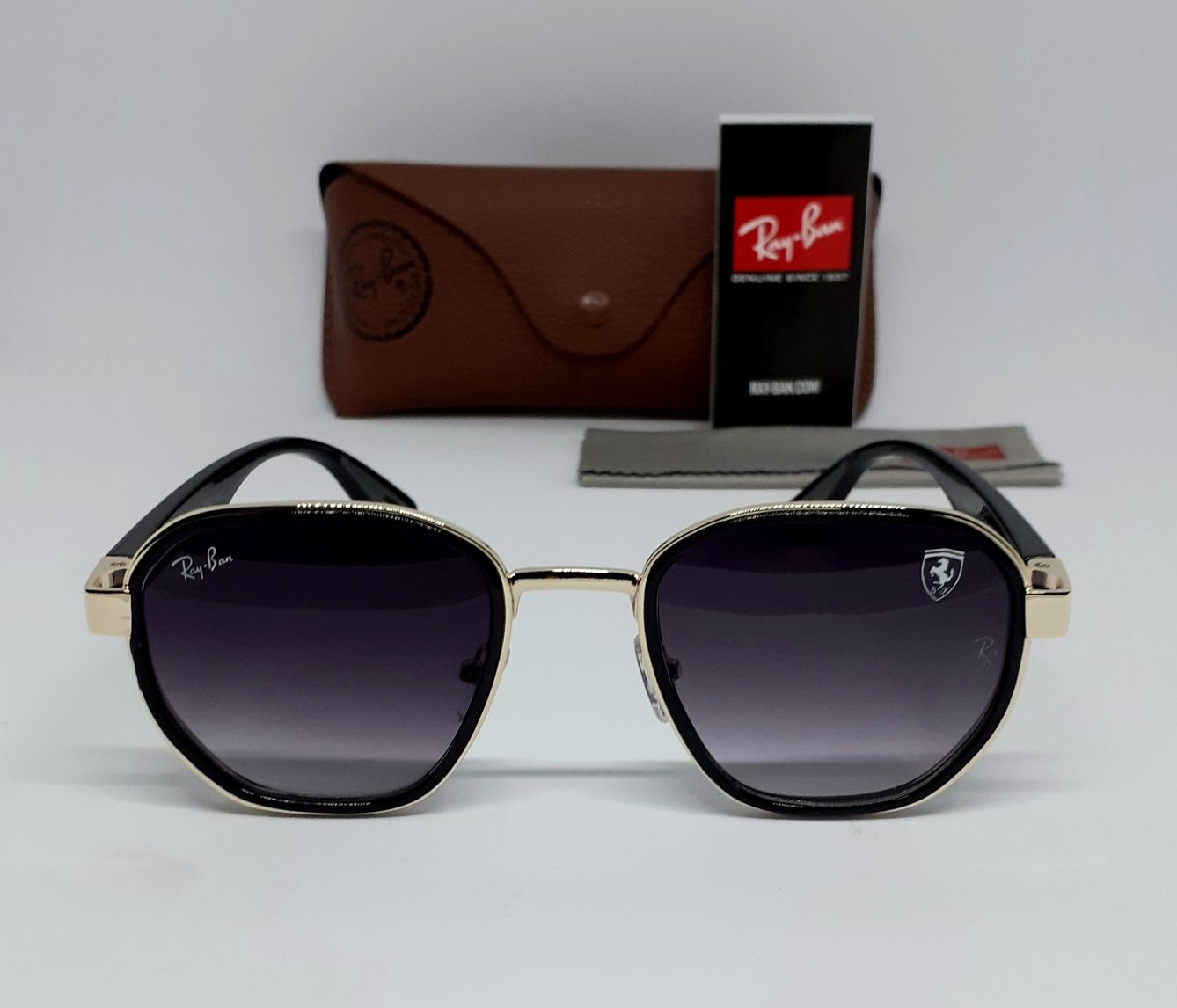 Ray Ban Ferrari очки  мужские серо фиолетовые  в золотой оправе