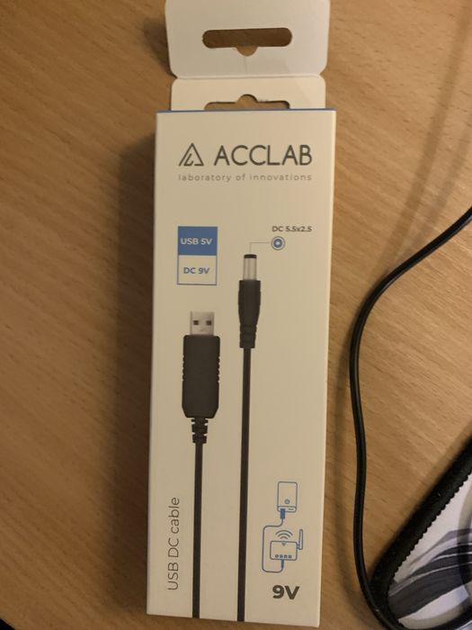Кабель для роутера від павербанка Acclab USB 5V to 9V DC 5.5х2.5