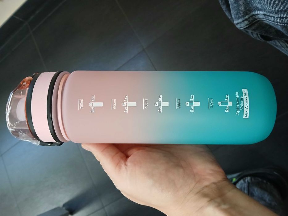 Butelka na wodę, bidon różowo niebieska- nowa