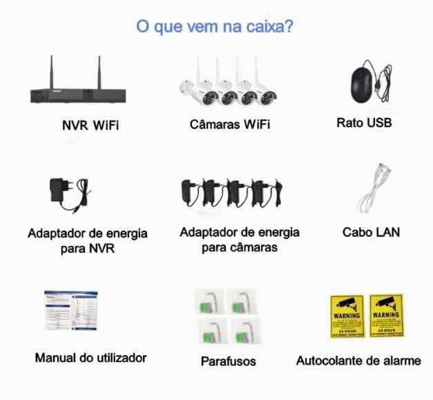 [NOVO] Sistema Vídeo Vigilância Wi-Fi [4 / 8 Câmeras 1080P 3 MP] CCTV