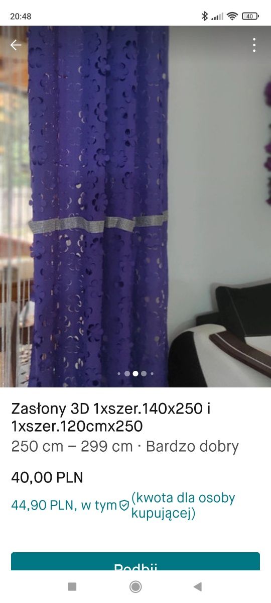 Zasłony 260x250 fiolet