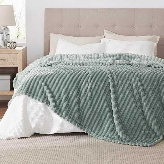 BEDSURE Przytulny puszysty koc miękki ciepły duży zielony 240 x 220 cm