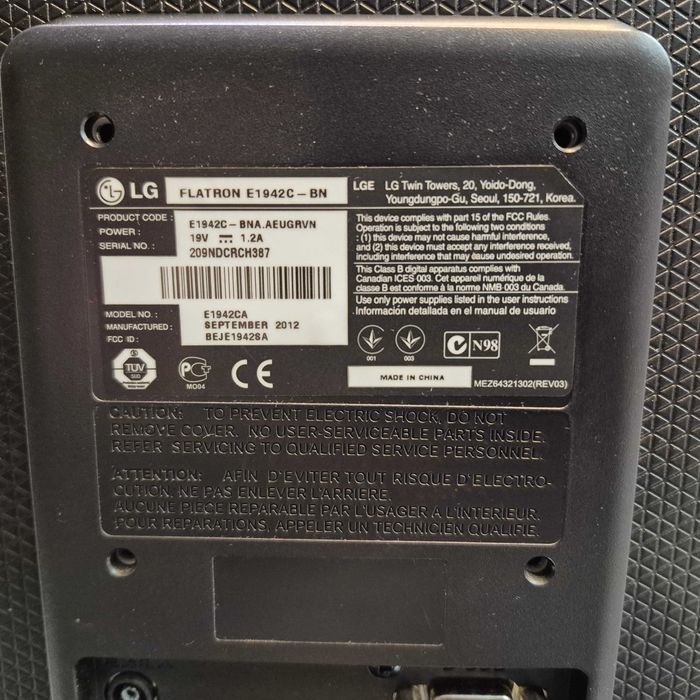 Monitor LG Flatron 19" D-SUB; Komis Jasło Igielna