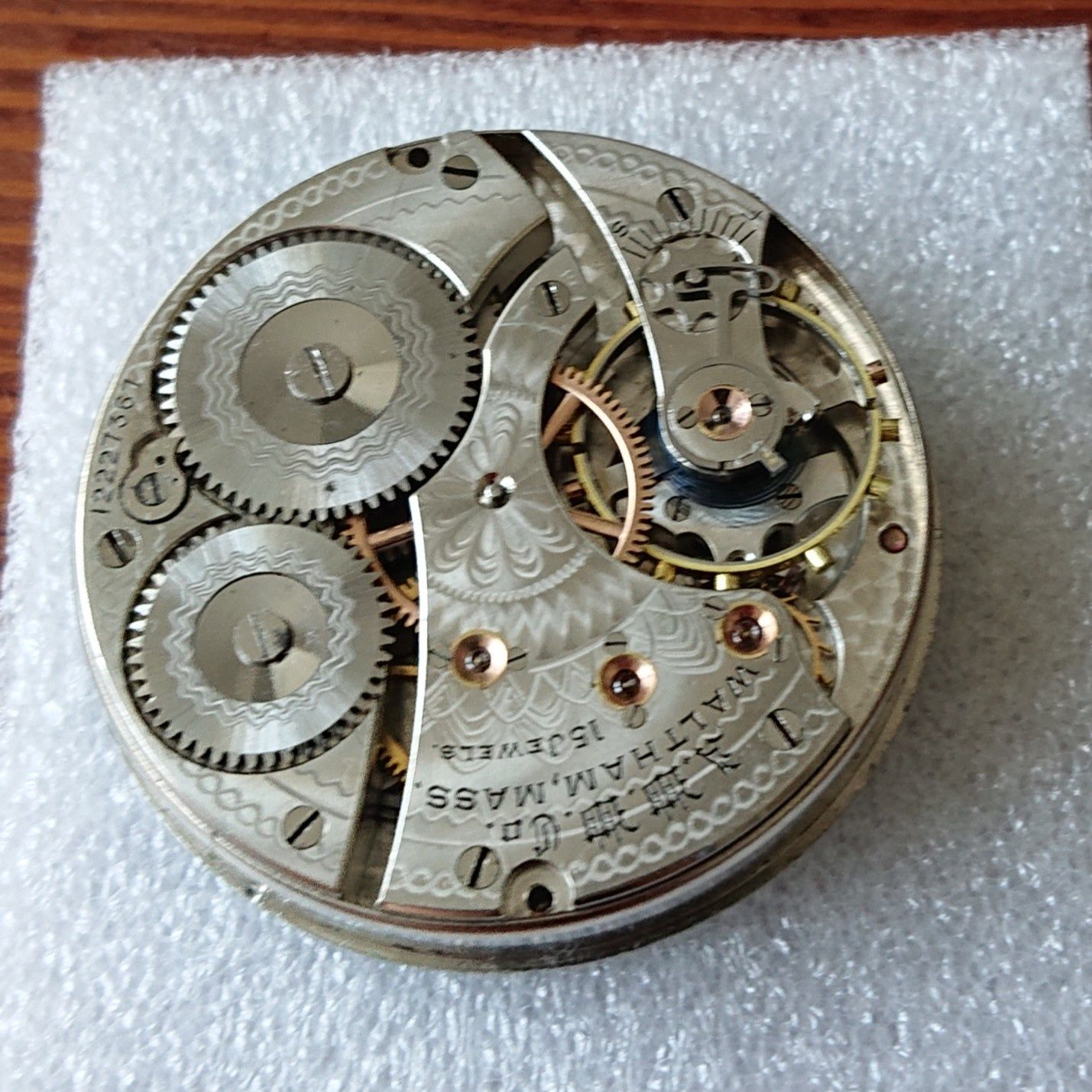 WALTHAM MASS 15 Jewels made in USA mechanizm kieszonkowy  42 mmm
