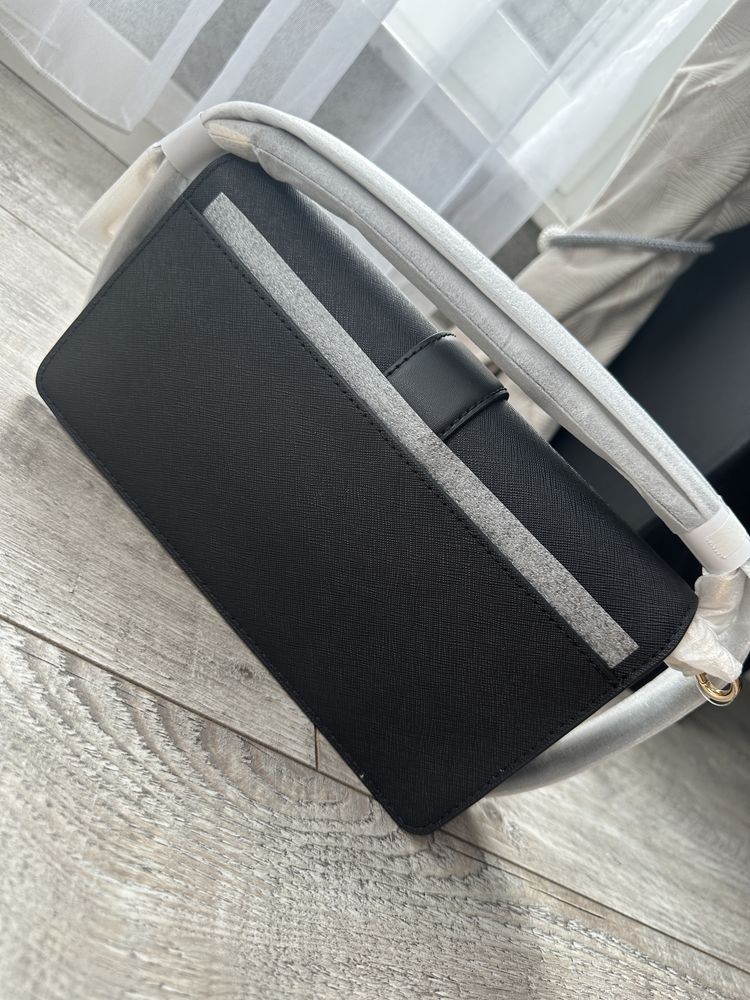 Nowa torebka Michael Kors Greenwich Medium flap czarna skóra naturalna