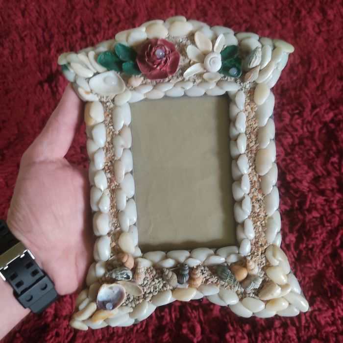 Старинная Фоторамка Ручной Работы Под Стеклом, Винтаж