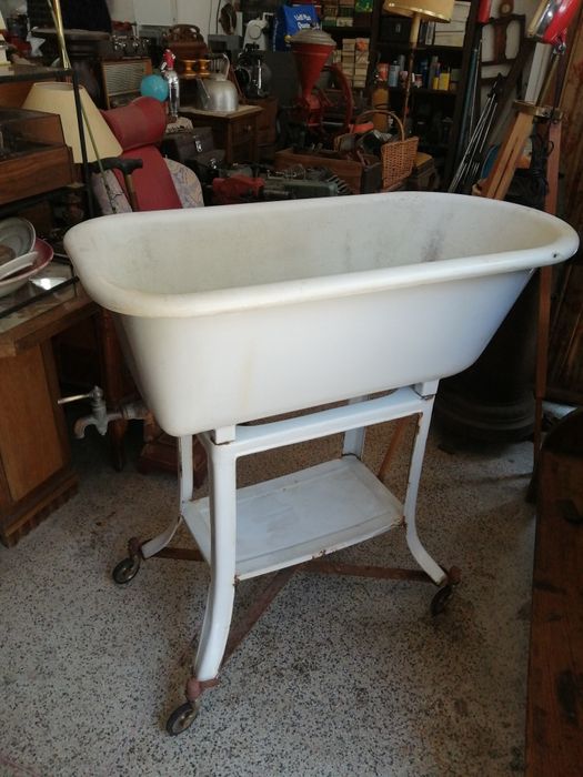 Banheira criança esmalte e esquentador antigo