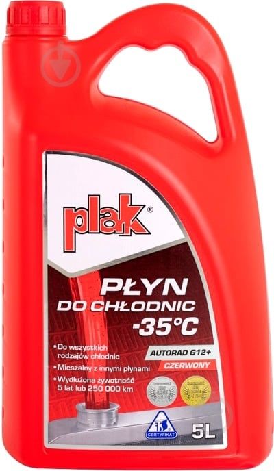 Антифриз Atas PLAK AUTORAD G12+ -35°C G12+ готовый 5 л красный