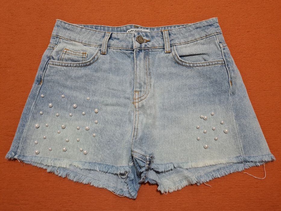 Calções de ganga com pérolas Zara - Tamanho 34