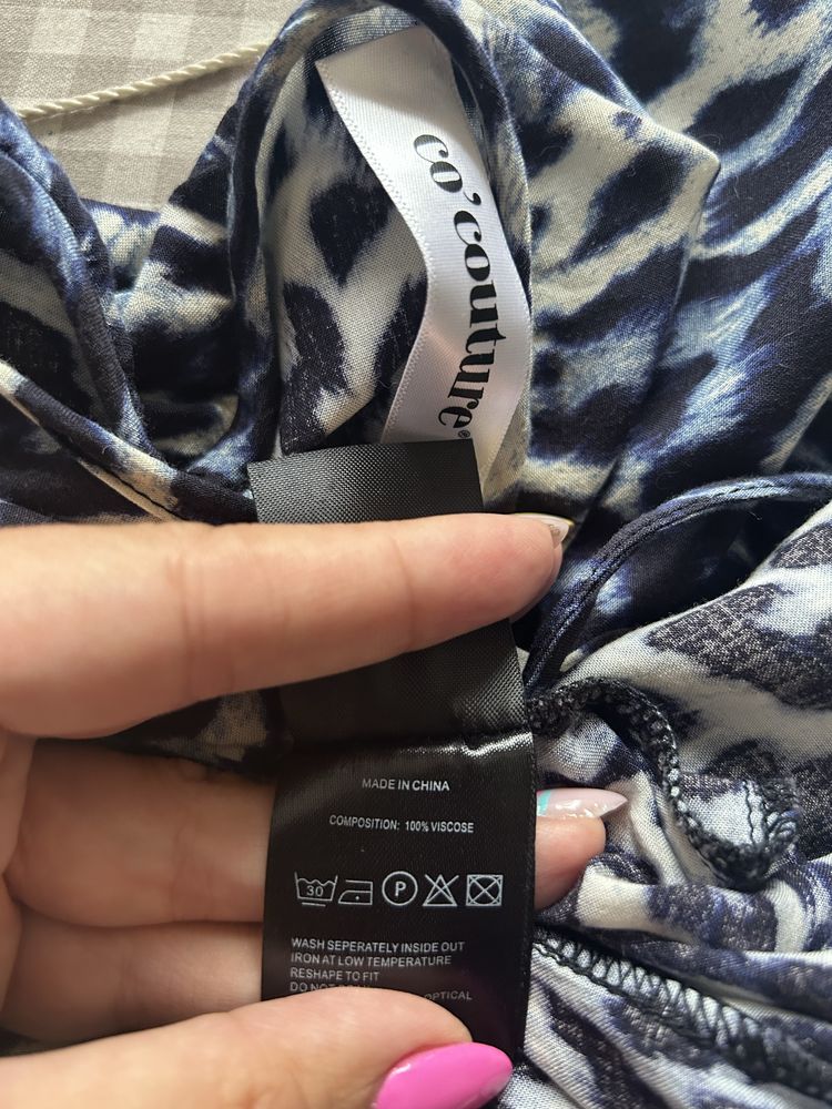 Letnia sukienka midi w panterkowy wzór panterka rozmiar L/40 premium