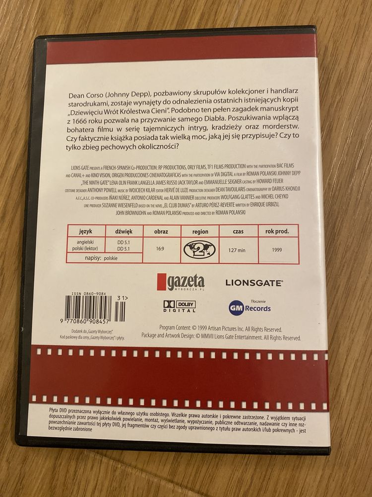 Film dvd Dziewiąte Wrota - Johny Depp