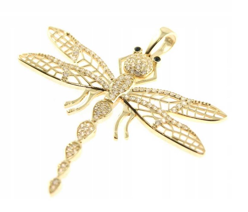 ZŁOTY WISIOREK Zawieszka Ważka z Cyrkoniami ZŁOTO p.585 NA PREZENT