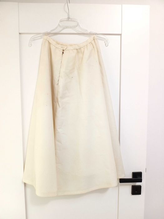 biała kremowa ecru elegancka długa midi retro spódnica 36S 38M vintage