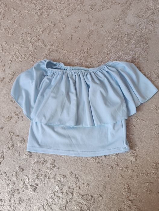 Bluzka Crop top hiszpanka odkryte ramiona falbanką letnia xs s