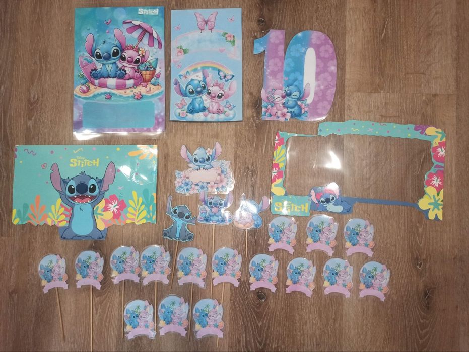 Topo de bolo  Stitch  e Angel 25 peças