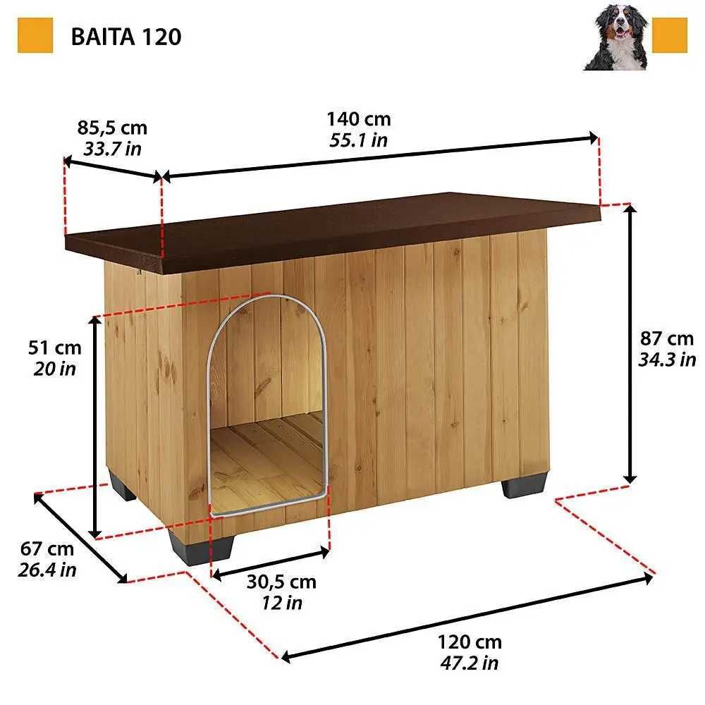 Велика дерев'яна будка для собак Ferplast Baita 120 (Ферпласт)
