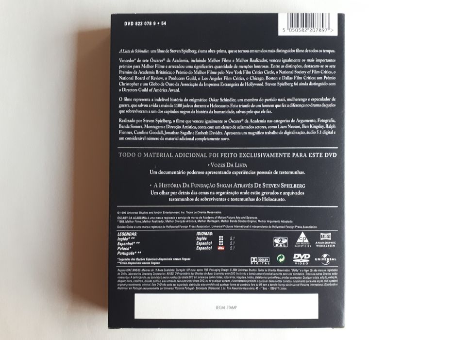 DVD A Lista de Schindler (edição especial) 2 discos