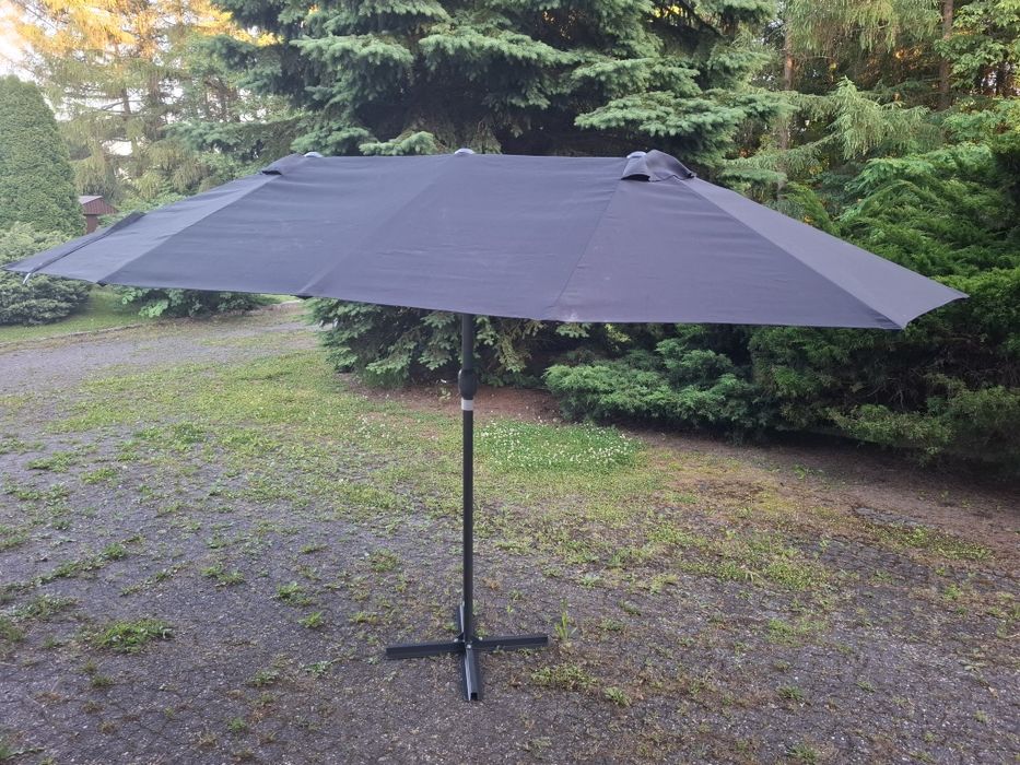 vidaXL Podwójny parasol ogrodowy, czarny, 449x245 cm
