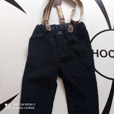 Spodnie sztruksowe dla chłopca z szelkami, Coccodrillo, r. 80