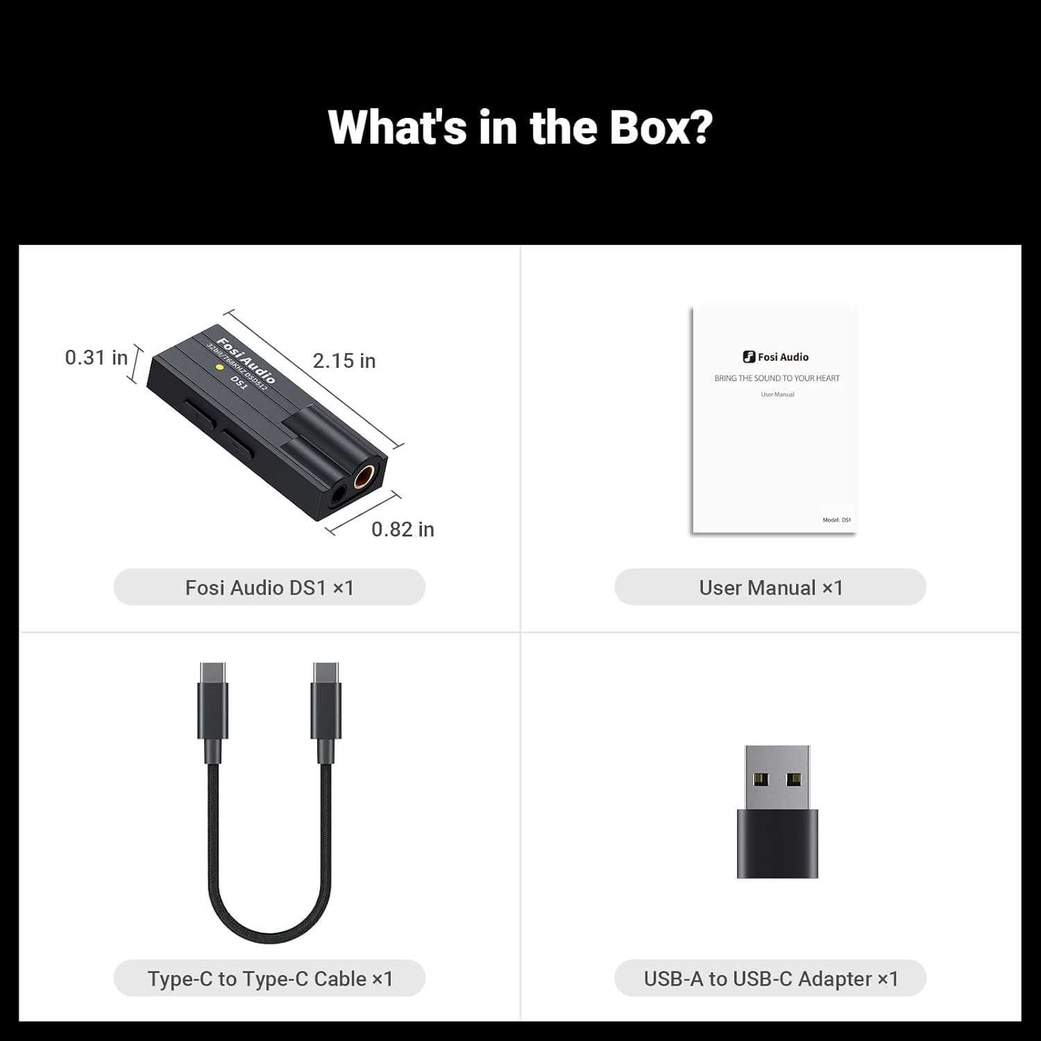 Fosi Audio DS1 USB-C DAC DSD512 32bit/768kHz 3.5/4.4mm HiFi AMP