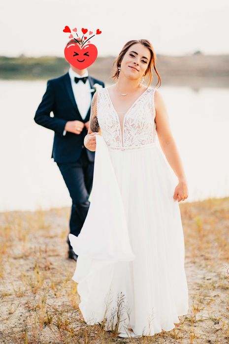 Suknia ślubna kolor Ecru szyta na zamówienie