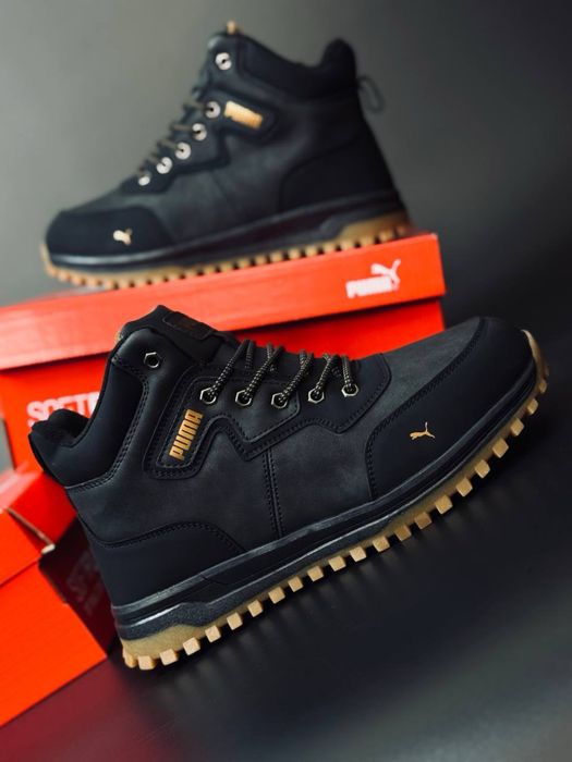 Чоловічі зимові черевики чорні на хутрі/натуральна шкіра +3 -31