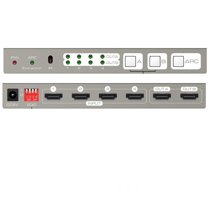 Matryca matrix switch HDMI 4K 60Hz 4x2 Splitter HDMI 2.0b ARC EDID HDR