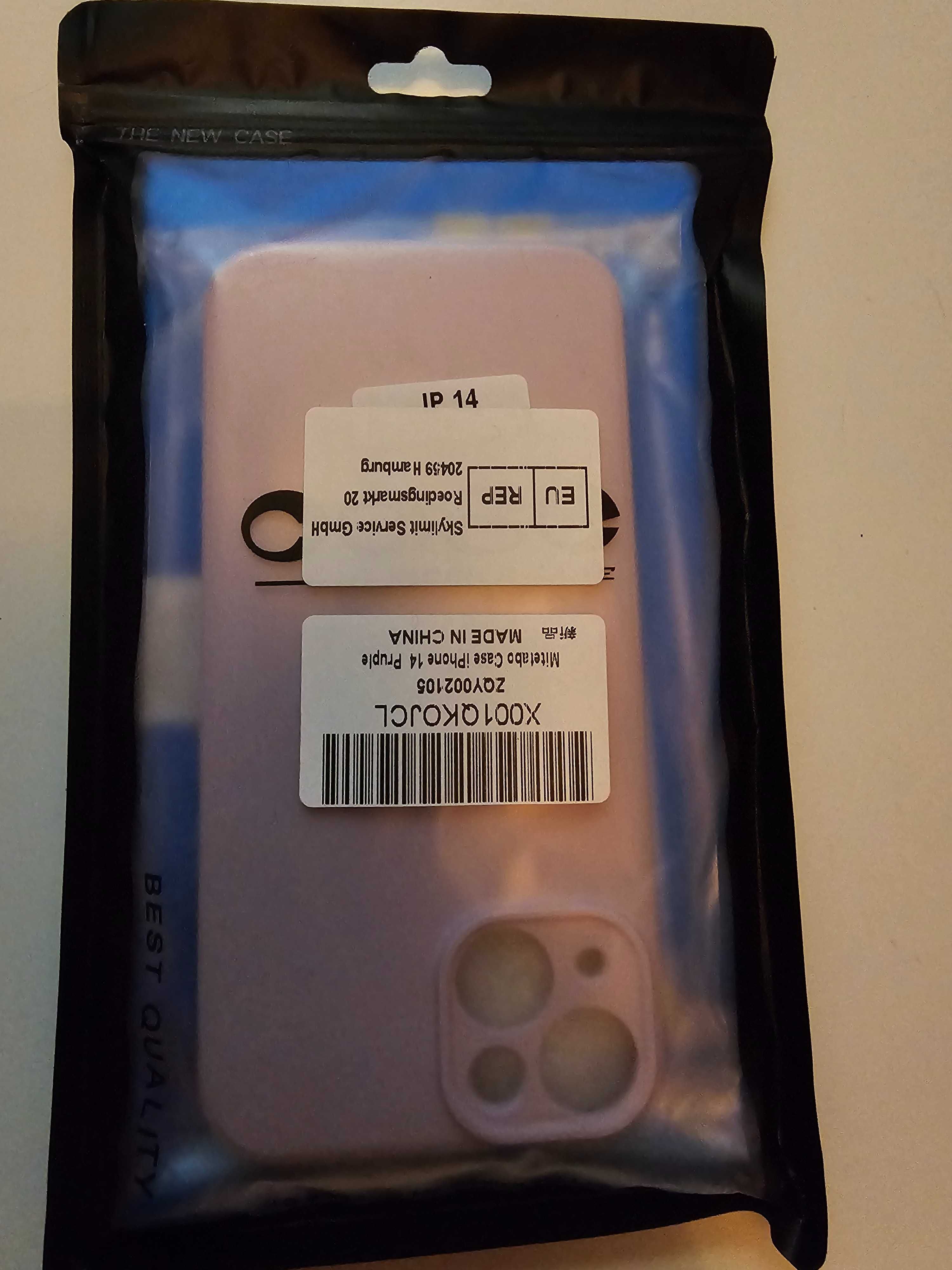 Etui iPhone 14 silikonowe + szkło hartowane Miękkie cienkie, fioletowe