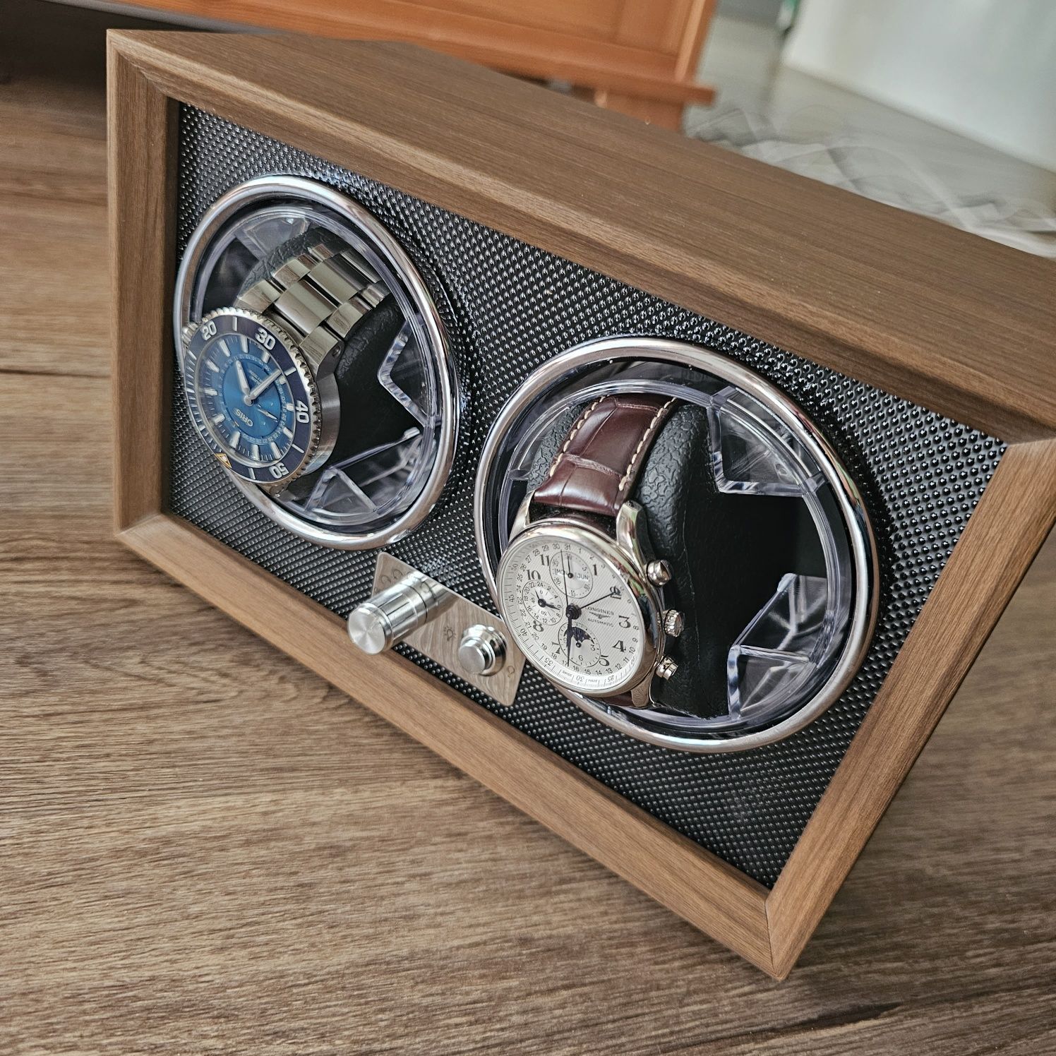 Watch Winder Display rotativo para 2 relógios