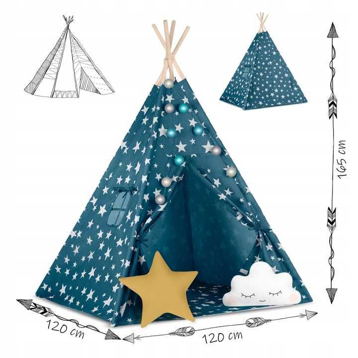 TIPI namiot dla dzieci TEEPEE iglo Girlanda Poduszki GRATIS prezent