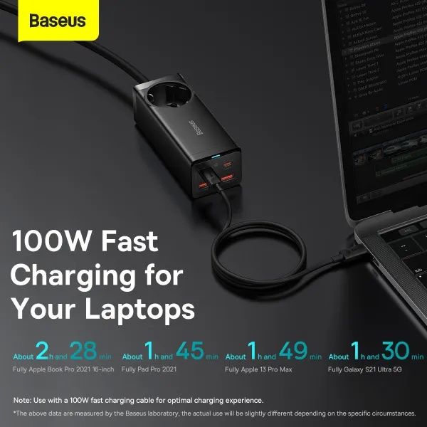 Мережевий зарядний пристрій Baseus GaN3 Pro PowerStrip 100W