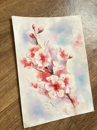 Малюнки картини фарбою олівцями Україна пейзаж цвіт абрикоси весна