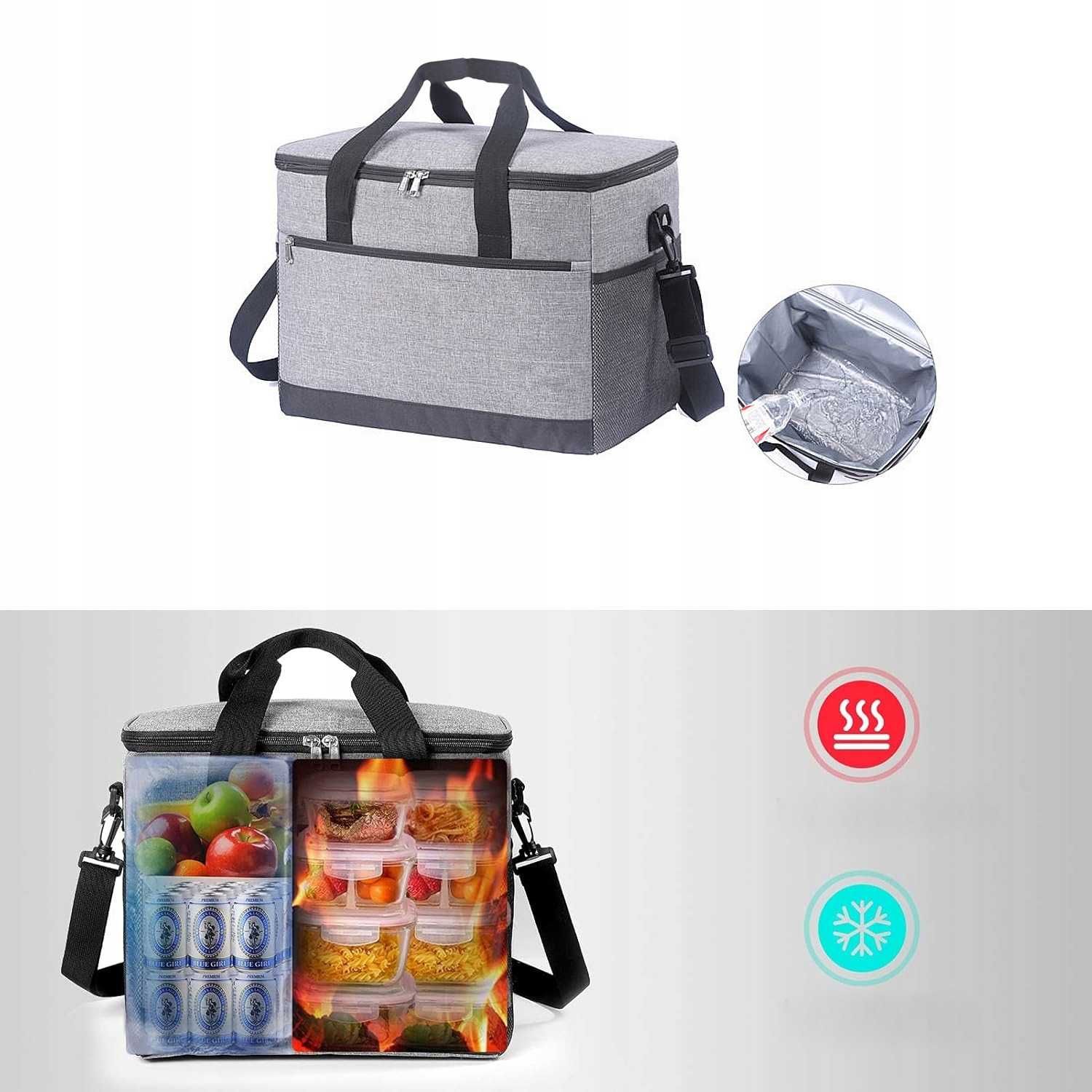TORBA TERMICZNA śniadaniowa LUNCH BOX na jedzenie 20l uchwyt na ramię