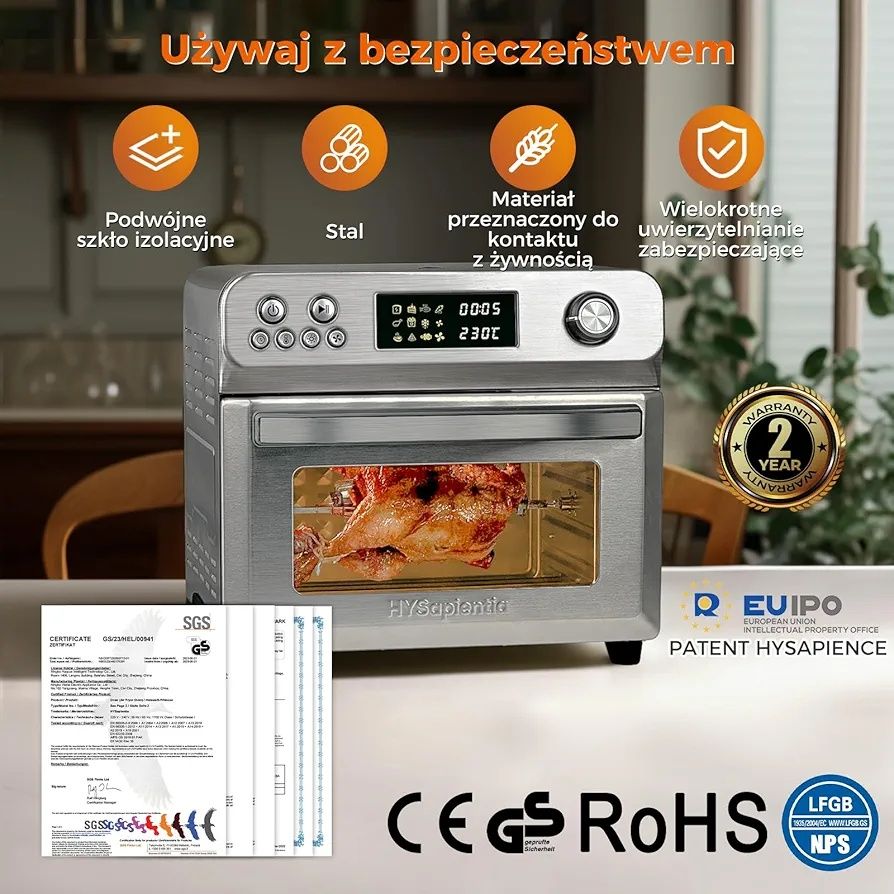 Frytkownica Beztłuszczowa 24L LED 1800W Mini Piekarnik