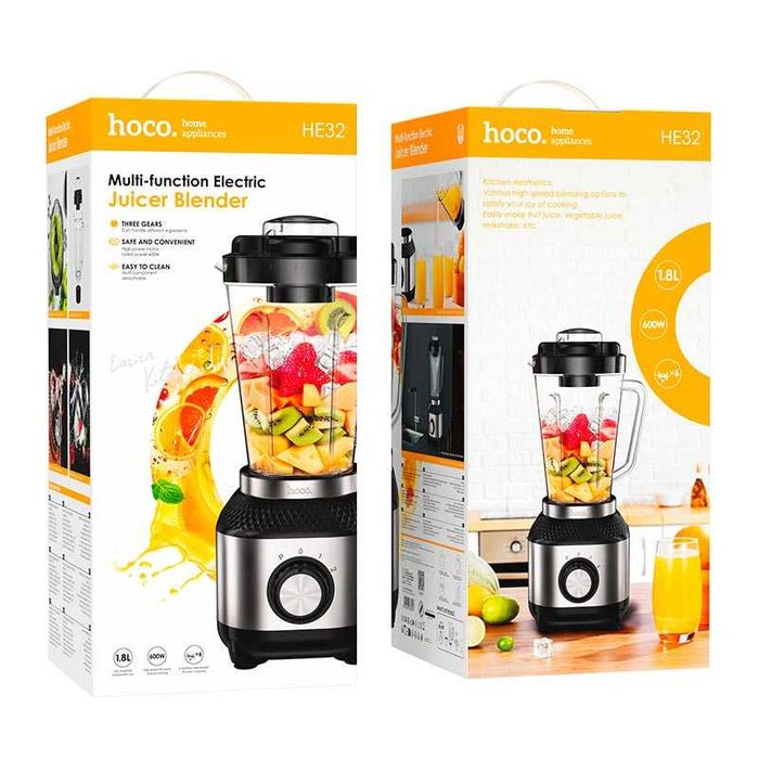 Блендер стационарный 600 Вт 1,8 л чаша термостойкое стекло Hoco HE32