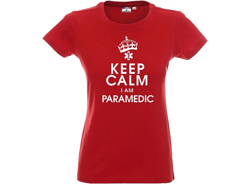 Koszulka damska KEEP CALM I AM PARAMEDIC czerwona (XXL)