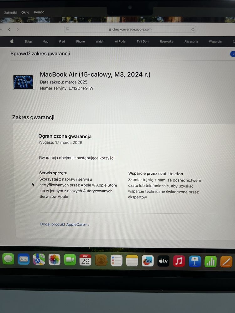 Apple MacBook Air 15’’, M3 /8c CPU/10c GPU/ 16GBRam/512GB SSD