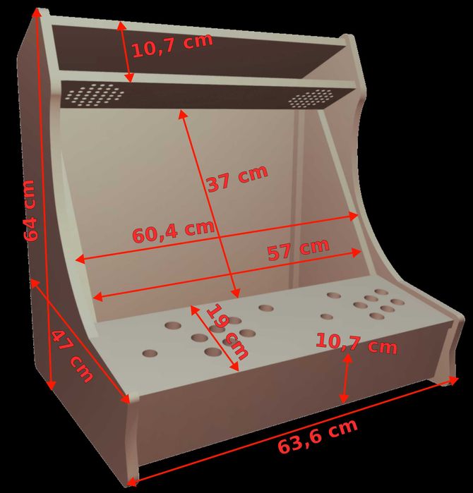 Bartop Arcade do złożenia 24" MDF 16mm automat retro MAME diy obudowa