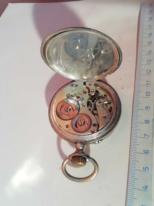 Zegarek kieszonkowy jednostronnie kryty srebrny  ,