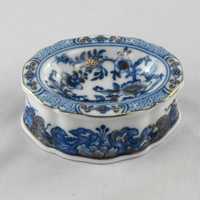 Saleiro bordo recortado porcelana decoração azul e dourados