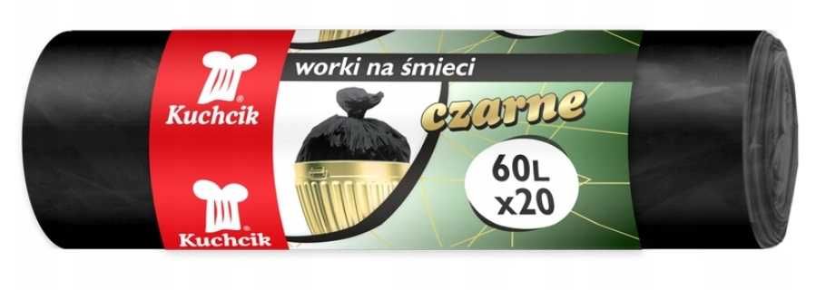 KUCHCIK 2721 worki na śmieci CZARNE 60L x 20 SZT.