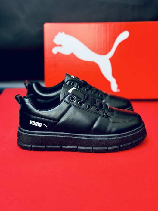Кроссовки черные Пума кожаные / Кросівки чорні Пума / красовки Puma