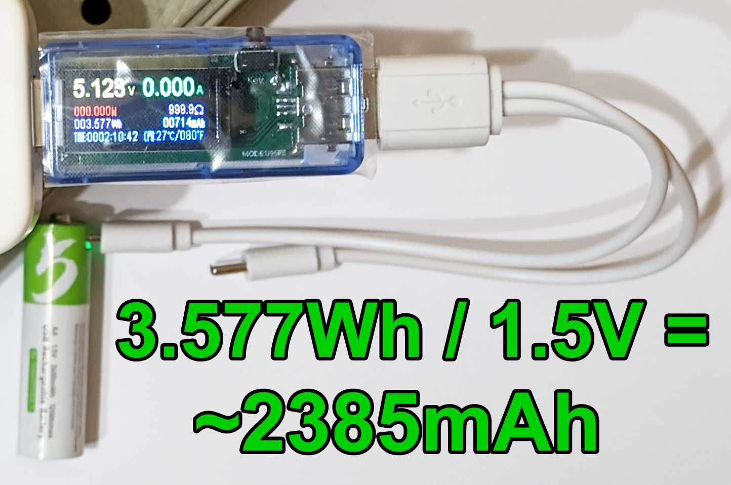 Акумулятор АА, USB зарядка, 2600mWh, пальчиковый аккумулятор-батарейка