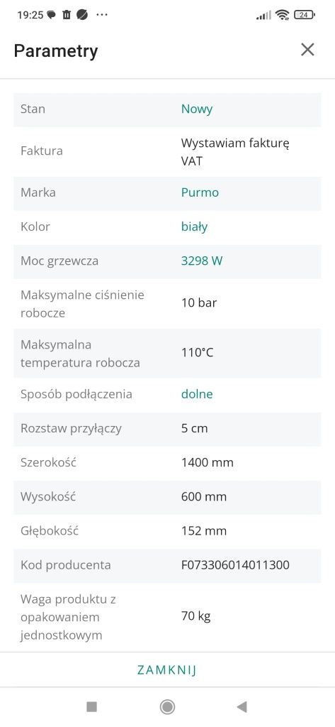 Grzejnik płytowy Kaloryfer trzypłytowy NOWY! Cena za komplet.