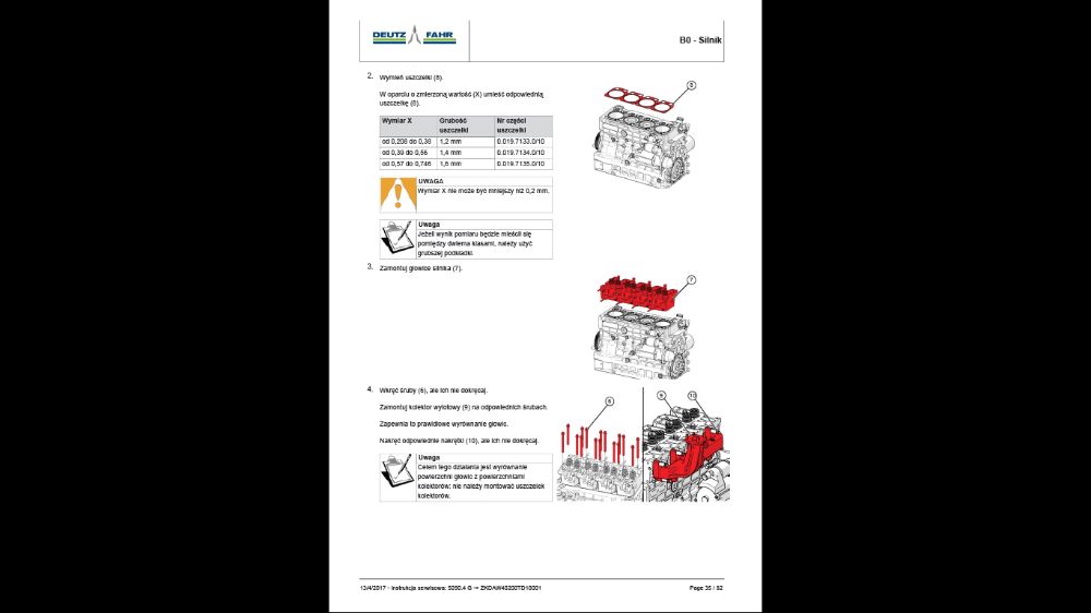 DEUTZ FAHR 5090.4 G instrukcja napraw po POLSKU!