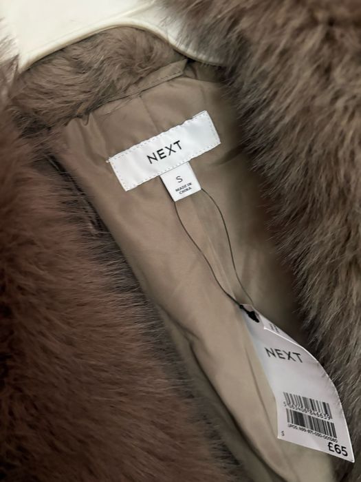 Next futerko futrzana kurtka  nowa s futro taupe bezowe brazowe