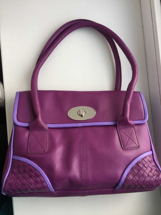 Кожаная фиолетовая сумка tommy & kate,  шкіряна сумка